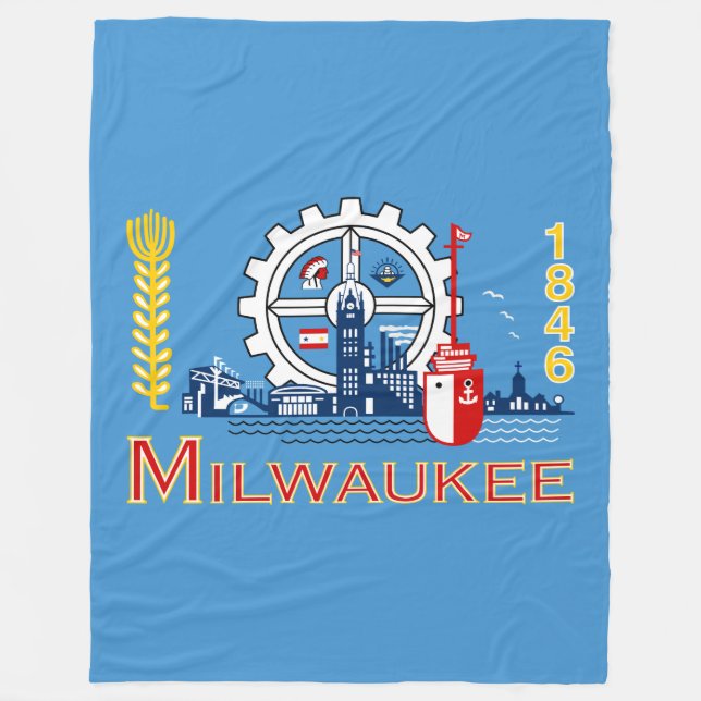 Flagga Milwaukee, Wisconsin Fleece Blanket (Framsidan)