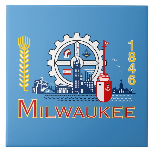 Flagga Milwaukee (Wisconsin) Kakelplatta (Framsidan)