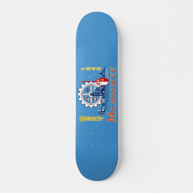 Flagga Milwaukee, Wisconsin Mini Skateboard Bräda 18,5 Cm (Framsida)