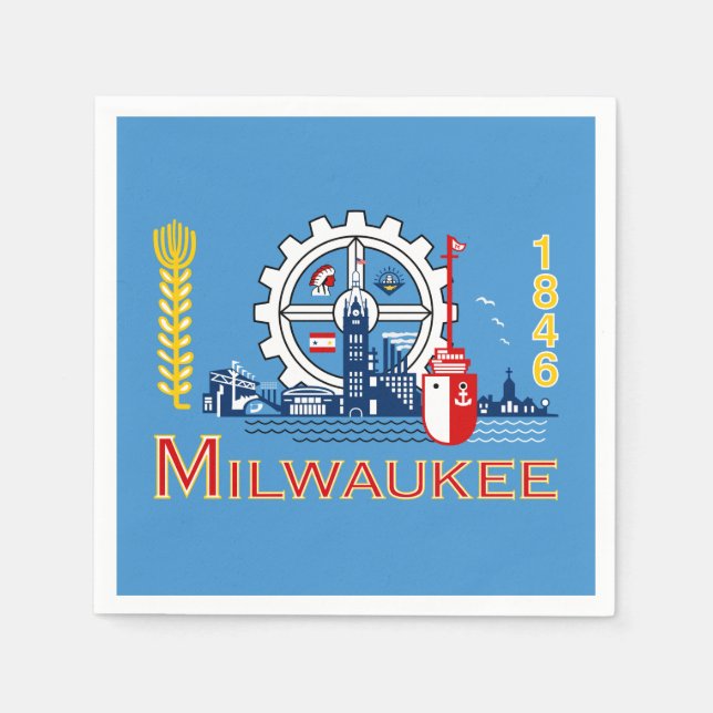 Flagga Milwaukee, Wisconsin Napkins Pappersservett (Framsidan)