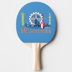 Flagga Milwaukee, Wisconsin Ping Pong Paddle Pingisracket