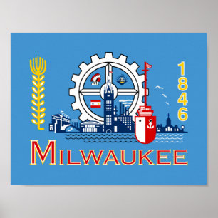 Flagga Milwaukee, Wisconsin Poster