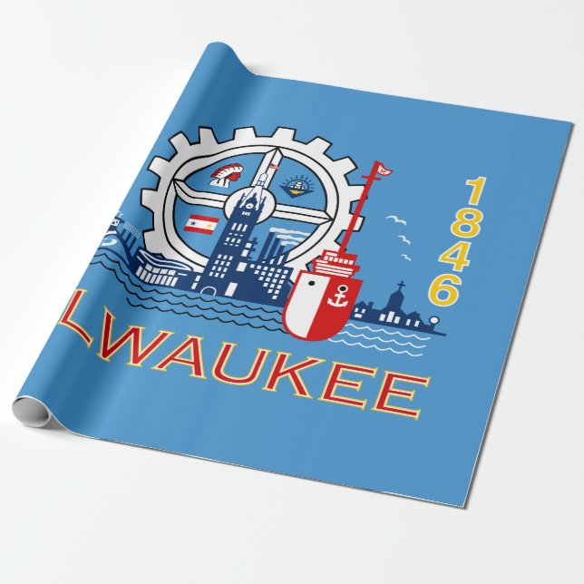 Flagga Milwaukee (Wisconsin) Presentpapper (Utrullad)