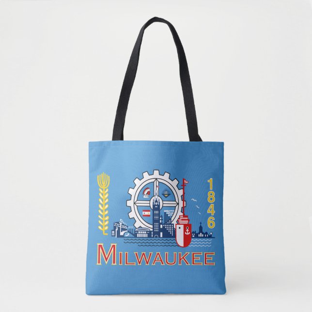 Flagga Milwaukee, Wisconsin Tote Bag Tygkasse (Framsida)