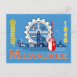 Flagga Milwaukee, Wisconsin Vykort