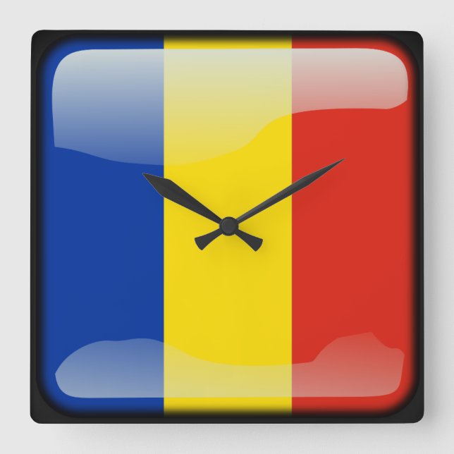 Flagga Moldavien Fyrkantig Klocka (Framsida)
