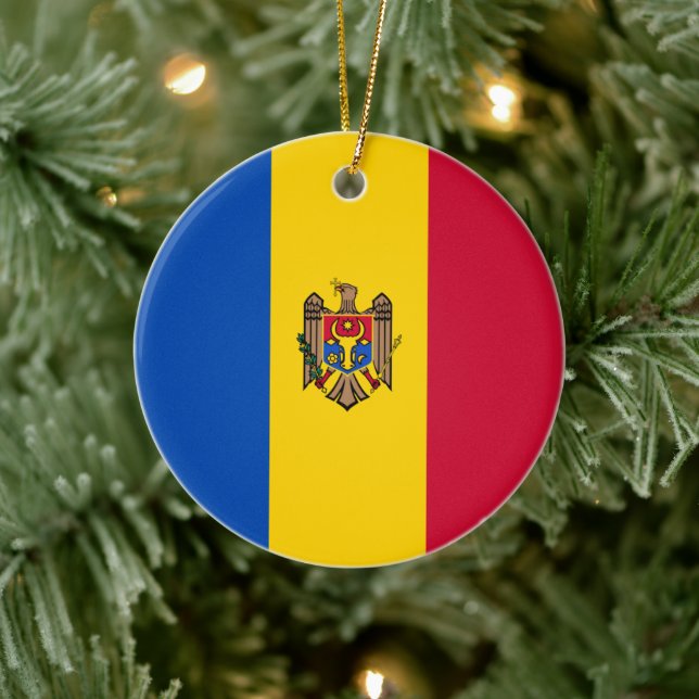 Flagga Moldavien Julgransprydnad Keramik (Träd)