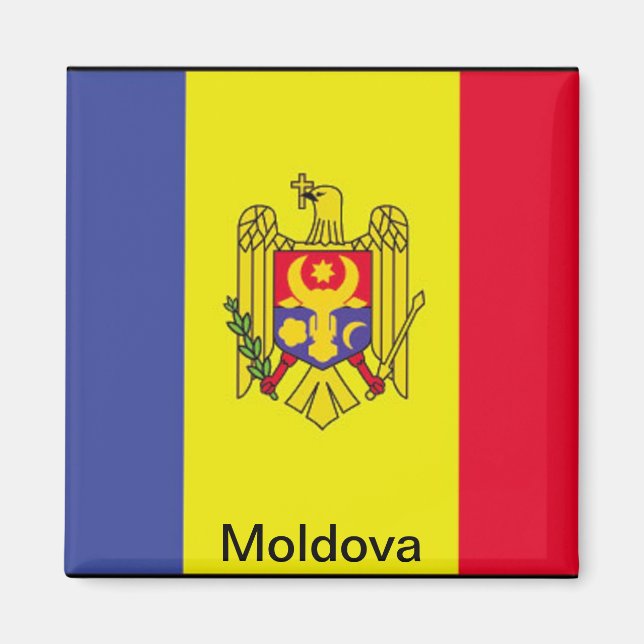 Flagga Moldavien Magnet (Framsidan)