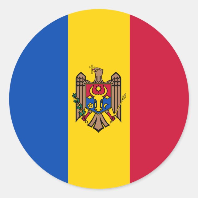 Flagga Moldavien Runt Klistermärke (Framsida)
