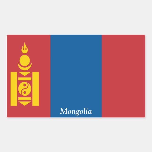 Flagga Mongoliet Rektangulärt Klistermärke (Framsida)