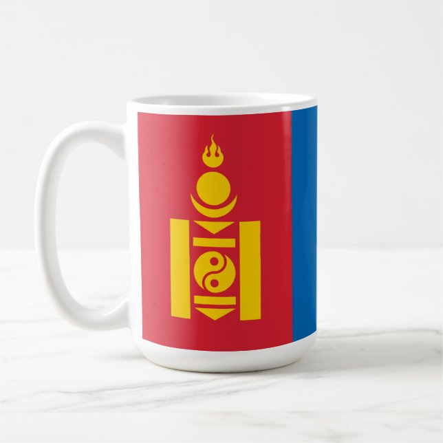 Flagga Mongoliet Soyombo-symbol Mongoler Kaffemugg (Vänster)