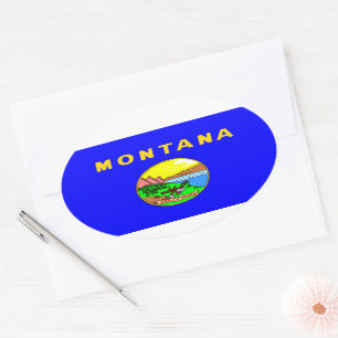 Flagga Montana, Stora Himlar Land Ovalt Klistermärke