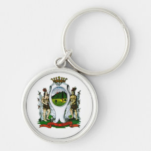 Flagga Monterrey, Nuevo León - MEXICO Rund Silverfärgad Nyckelring