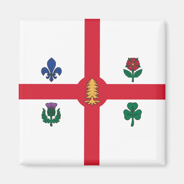 Flagga Montreal (Quebec, Kanada) Magnet (Framsidan)