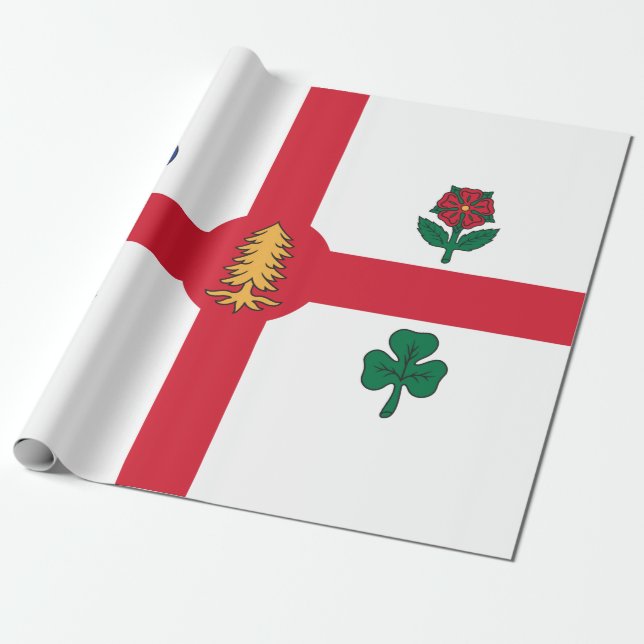Flagga Montreal (Quebec, Kanada) Presentpapper (Utrullad)