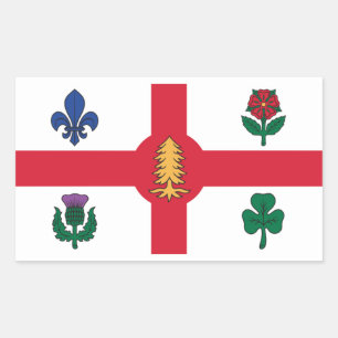 Flagga Montreal, Quebec Rektangulärt Klistermärke