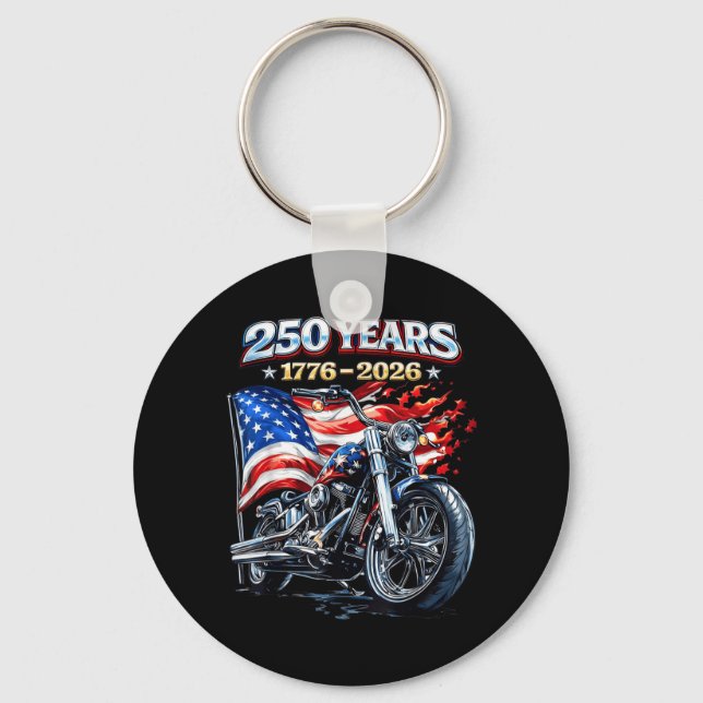 Flagga Motorcykel Biker 250 År Amerikansk Nyckelring (Framsida)