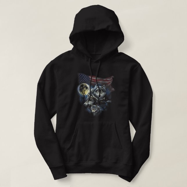 Flagga Mountain Manar wolfs Lookout Hoodie (Design framsida)