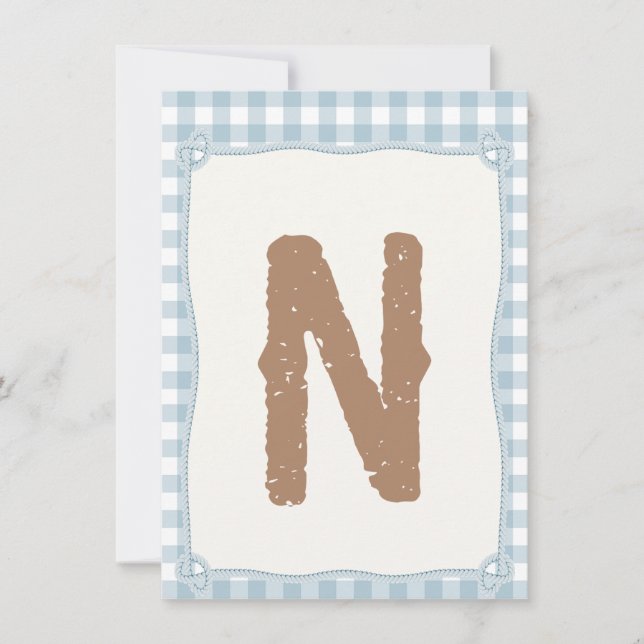 Flagga N av den blå första rodeo-högstabellen Inbjudningar (Framsida)