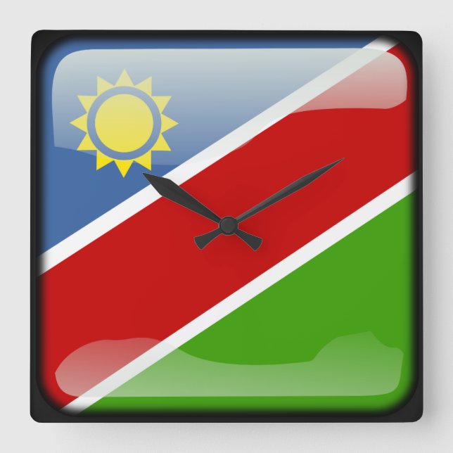 Flagga Namibia Fyrkantig Klocka (Framsida)