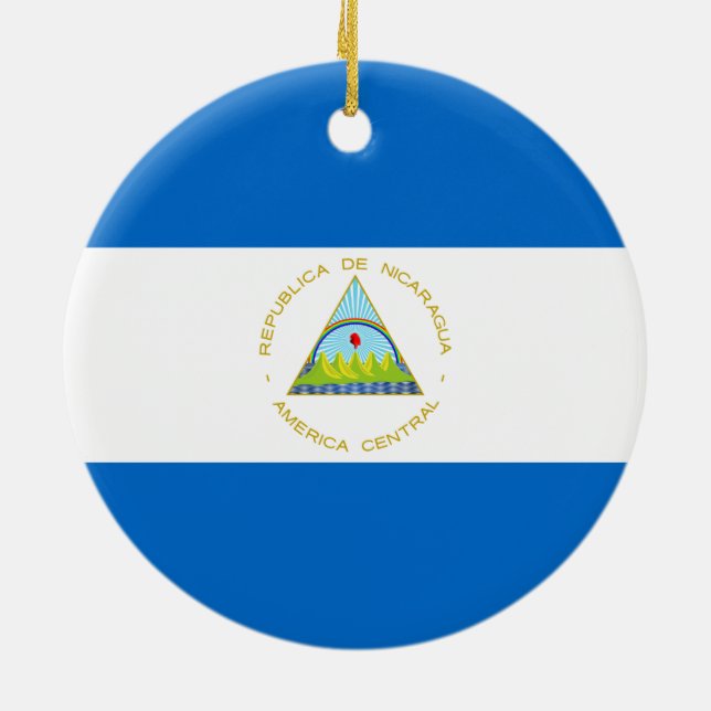 Flagga Nicaragua Julgransprydnad Keramik (Baksidan)
