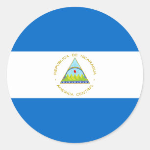 Flagga Nicaragua Runt Klistermärke