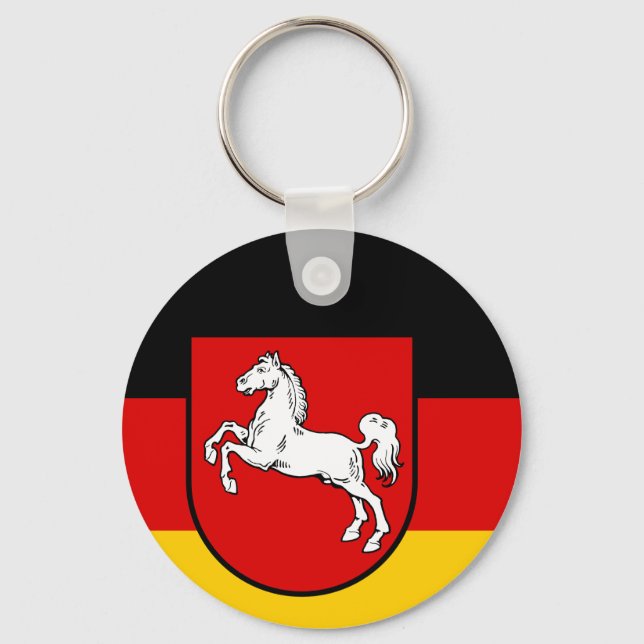 Flagga Niedersachsen Keychain Nyckelring (Framsida)