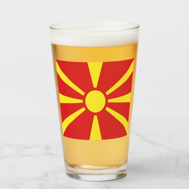 Flagga NordMakedonien Glaskopp (Framsida fylld)