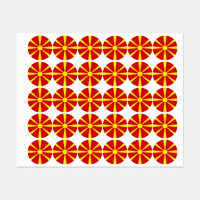 Flagga NordMakedonien Klistermärke (Ark)