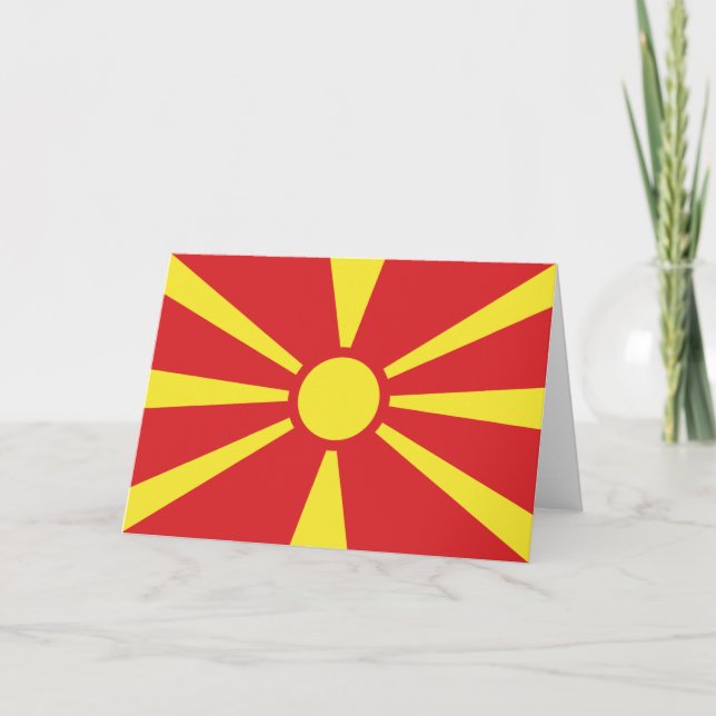 Flagga NordMakedonien Kort (Framsida)