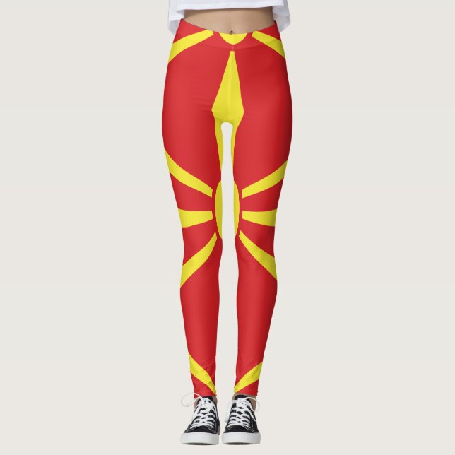 Flagga NordMakedonien Leggings (Framsida)