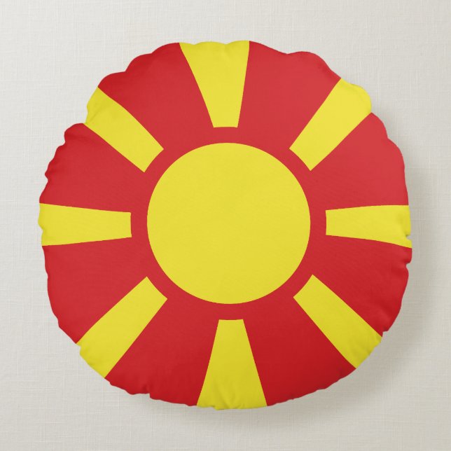 Flagga NordMakedonien Rund Kudde (Framsidan)