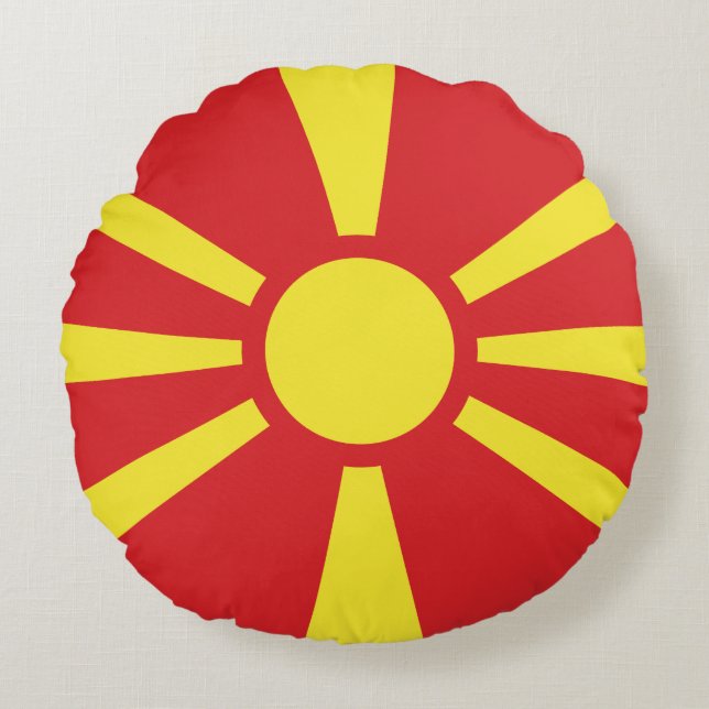 Flagga NordMakedonien Rund Kudde (Framsidan)