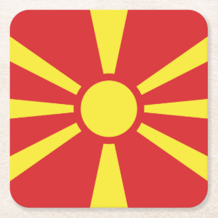 Flagga NordMakedonien Underlägg Papper Kvadrat