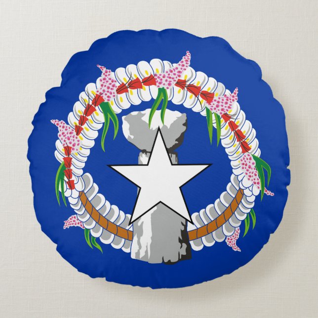 Flagga Nordmarianerna Rund Kudde (Framsidan)