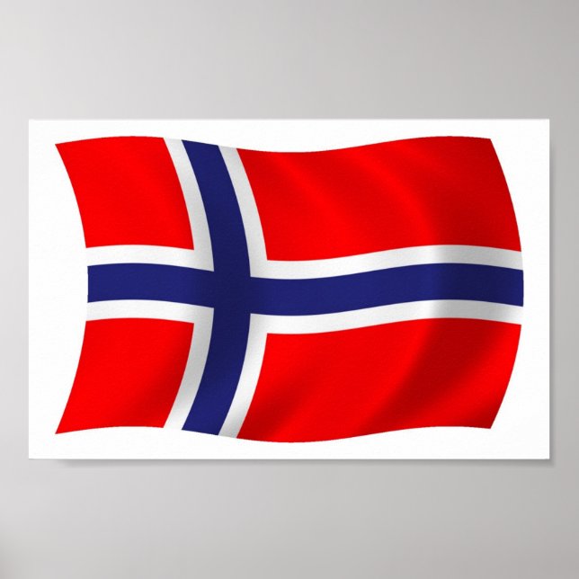 Flagga norge Poster Skriv ut (Framsidan)