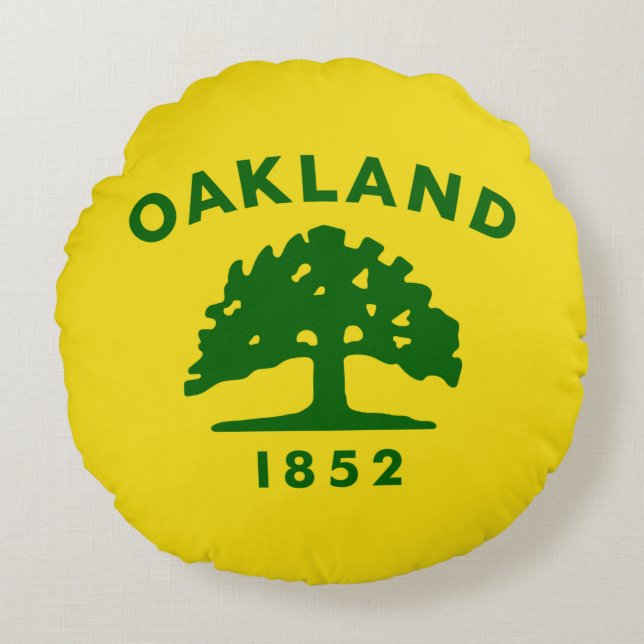 Flagga Oakland (Kalifornien) Rund Kudde (Framsidan)