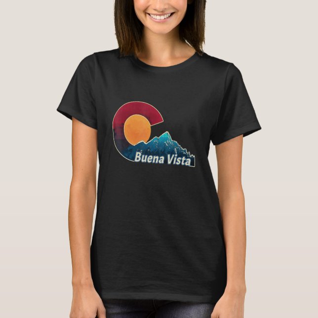 Flagga och bergsformat Buena Vista Colorado T Shirt (Framsida)
