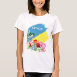 Flagga och blommor från Ukraina T Shirt