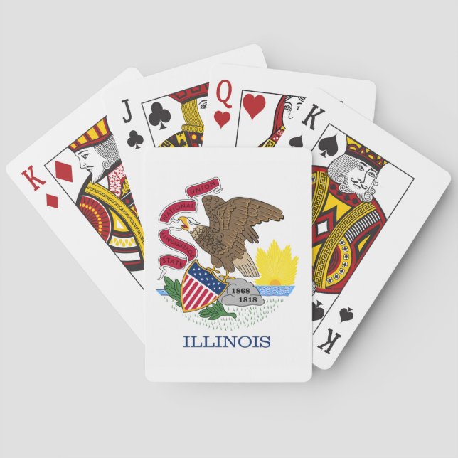 Flagga och försegling av Illinois Casinokort (Baksidan)
