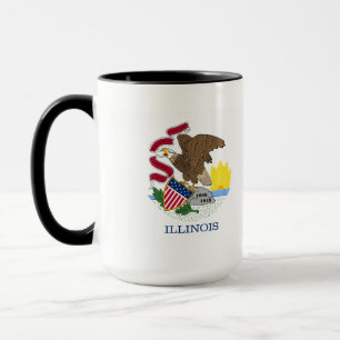 Flagga och försegling av Illinois Mugg