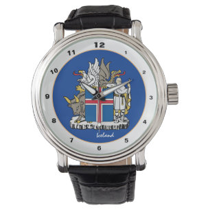 Flagga- och Islandets emblem mode /design Armbandsur