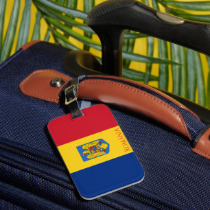 Flagga och Jackande av Arm av Rumänien Bagagebricka