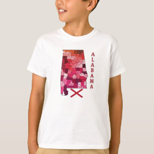 Flagga och karta av Alabama T Shirt