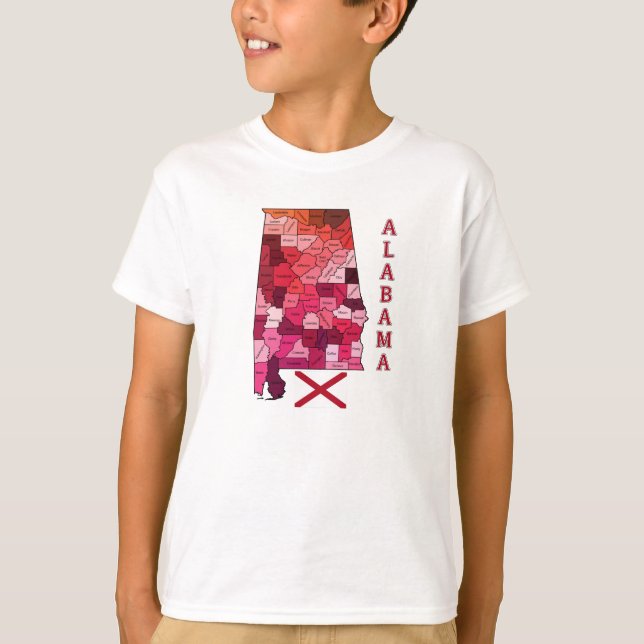Flagga och karta av Alabama T Shirt (Framsida)