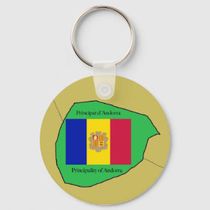 Flagga och karta av Andorra Nyckelring