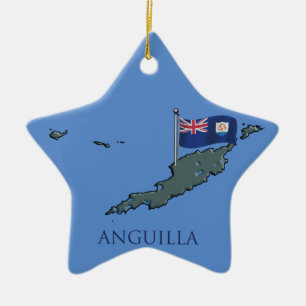 Flagga och karta av Anguilla Julgransprydnad Keramik