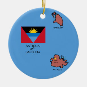 Flagga och karta av Antigua och Barbuda Julgransprydnad Keramik