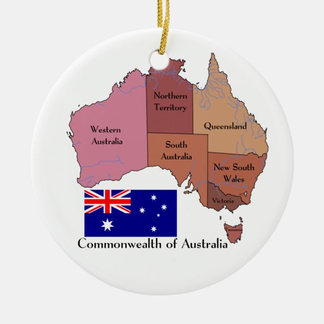 Flagga och karta av Australien Julgransprydnad Keramik (Framsidan)