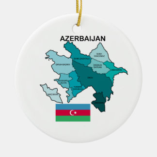 Flagga och karta av Azerbajdzjan Julgransprydnad Keramik